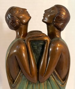 lot 1 image: Vintage Erte Art Deco Bronze Bud Vase - Flora I