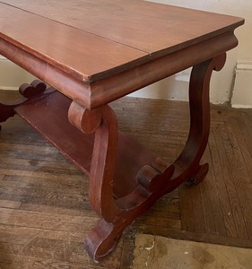 lot 112 image: Vintage Wooden Library Table with Drawer