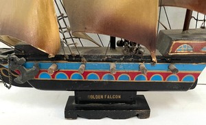 lot 118 image: Vintage Golden Falcon Ship Replica