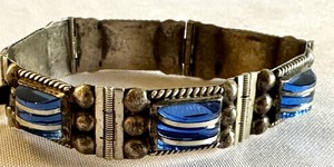 lot 280A image: Vintage Sterling and Blue Glass Bracelet