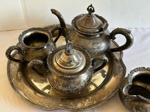lot 44 image: Vintage Silver Plate Tea Service Set