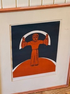 lot 8 image: Vintage Framed Lithograph Mystical St. Francis by Beniamino Bufano