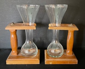 lot 319 image: Glass Drinking Vessels with Wooden Stands