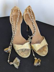 lot 165 image: Two Pairs of Vintage Sparkly Gold Shoes