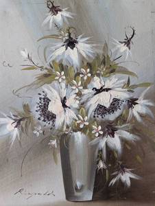 lot 182 image: Unframed Floral Oil Painting