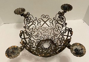 lot 381 image: Antique Ornate Metal Candle Holder