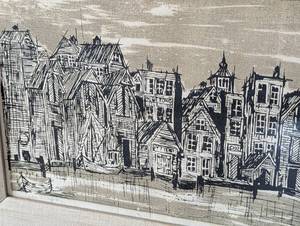 lot 195 image: Framed Norwegian Village Print