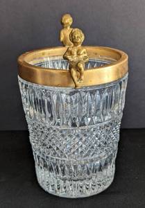 lot 202 image: Cut Crystal Champagne  Ice Bucket with Figural Handles