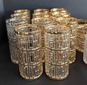lot 207 image: Imperial Shoji 22k Gold Rimmed Glassware
