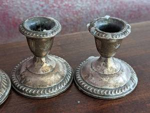 lot 258 image: Two Sets of Weighted Sterling Silver Candleholders