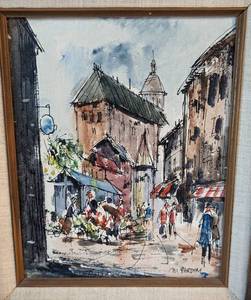 lot 263 image: Small Framed Street Scene Painting by M. Sardim