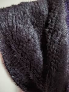 lot 232 image: Elie Tahari Black and Purple Fur Infinity Scarf