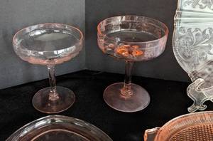 lot 239 image: Assorted Pink Depression Glass