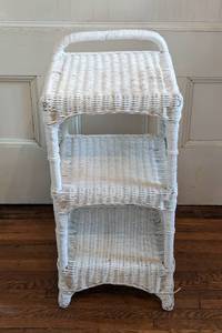 lot 243 image: Vintage White Wicker Shelf