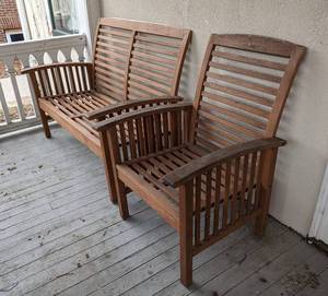 lot 245 image: Matching Wood Bench and Armchair