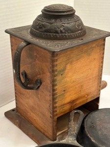 lot 267 image: Vintage Arcade Coffee Grinder and Cast Iron Skillets