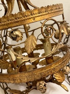 lot 265 image: Pair of Vintage Gilded Hanging Light Fixtures