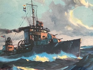 lot 287 image: Vintage Framed Print of the Destroyer WSS Gridley