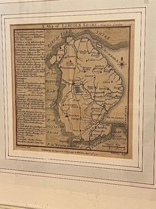 lot 284 image: Framed Vintage Map of Lincolnshire