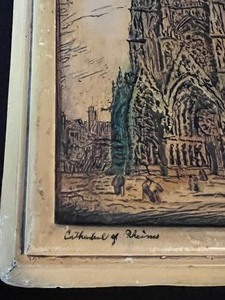 lot 283 image: Vintage Cathedral of Rheims France Tile