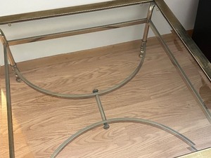 Vintage Glass Top Brass Coffee Table