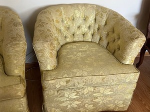 Pair of Yellow Vintage Upholstered Chairs