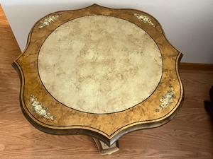 Vintage Scalloped Edge Pedestal Accent Table