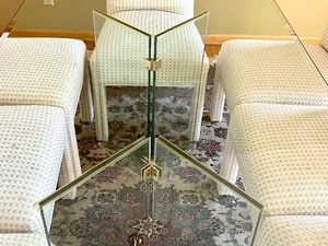 Elegant Contemporary Glass Top Dining Room Table and 8 Chairs