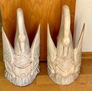 Pair of Carved Swan Figurines