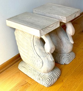 Pair of Decorative Carved Swan Side Tables