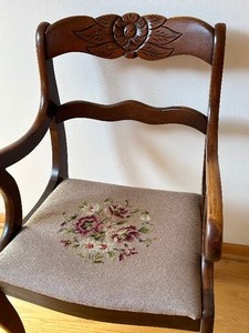 Single Vintage Chair with Needlepoint Seat