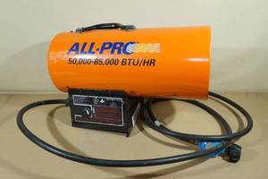 lot 10 image: All-Pro 50,000-85,000 BTU Portable Propane Torpedo Heater