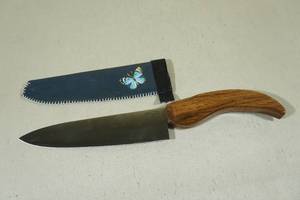 lot 49 image: Wooden Handle Kitchen Knife with Sheath