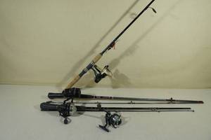 lot 83 image: 3 Fishing Rods -Browning, Zebco, Sportfisher