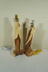 lot 92 image: 2 Rustic Log Lamps