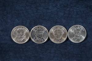 lot 155 image: 4 US Presidential Dollar Coins - Adams, Monroe, Van Buren, Jackson