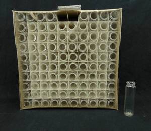 lot 29 image: Case of 99 Wheaton Sample Vials 30ml, Type I Borosilicate Glass  - no covers