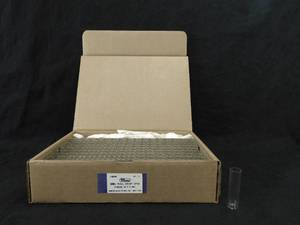 lot 143 image: Case of 144  Merco Mercer Glass Works 2 Dram Glass Shell Vials Short Style