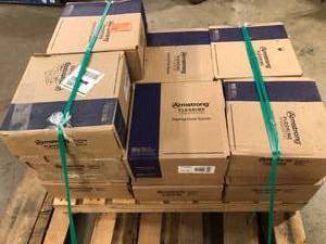 Pallet of Assorted mperial Texture VCT 12 in. x 12 in. Classic Black Standard Excelon Commercial Vinyl Tile (45 sq. ft.  case) by Armstrong Flooring (14 Boxes)Customer Returns See Pictures