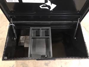 40.8 in. Matte Black Aluminum Full Size Chest Truck Tool Box by Husky Damaged   Customer Returns See Pictures