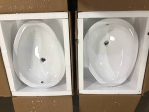 2 Lots of 26 in. Special Oval Shape Ceramic Bathroom Sink Basin Top Mount Vessel Sink in White by satico   Customer Returns See Pictures