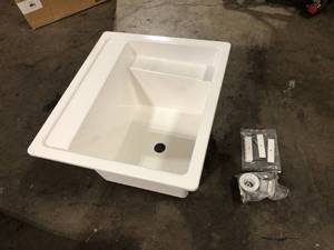 Vector 22 in. x 25 in. Fiberglass Self-Rimming MultiTask Sink in White by MUSTEE Customer Returns See Pictures