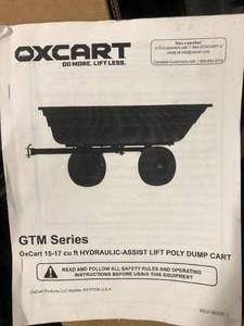 Stockman 15 cu. ft. - 17 cu. ft. Lift-Assist and Swivel ATV Dump Cart with ATV-Grade OTR Tires by OXCART Customer Returns See Pictures