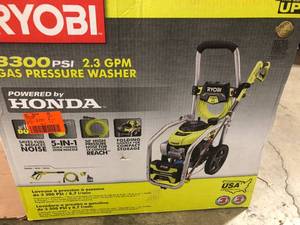 3300 PSI 2.5 GPM Cold Water Gas Pressure Washer with Honda GCV200 Engine by RYOBI   Customer Returns See Pictures