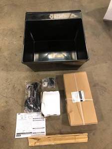 Complete 22.875 in. x 23.5 in. Black 19 Gallon Utility Sink with Black Metal Hybrid High Arc Faucet and Soap Dispenser by TEHILA    Customer Returns See Pictures