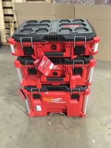 PACKOUT 22 in. Rolling Tool Box, 22 in. Large Tool Box and 22 in. Medium Tool Box by Milwaukee   Customer Returns See Pictures