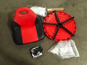 Rolling Shop Stool 300 Lbs. Load Garage Mechanic Seat 21 to 26 in. Height with Swivel Casters Tool Tray for Workshop,Red by VEVOR  Customer Returns See Pictures