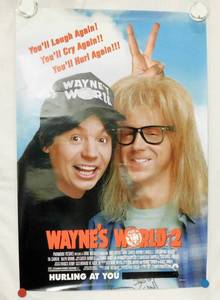 Vintage 1993 Waynes World 2 Double Sided Original Advance Movie Theater Poster