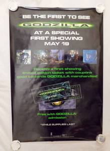 Vintage 1998 Godzilla Double Sided Original Special Offer Advance Movie Theater Poster