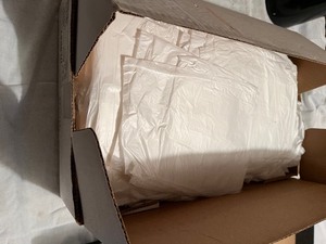 lot 54 image: box of new plastic bags
